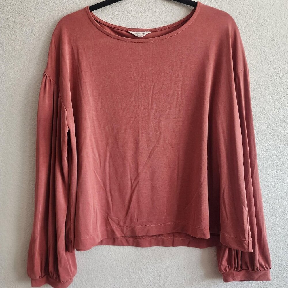 Madewell Pullover Womens Large Pink Balloon Sleeve Modal Blend Top J8703 FA18